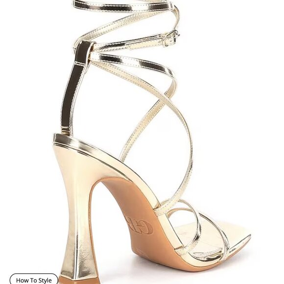 Gianni Bini Golden-Hour Metallic Strappy Ankle Strap Dress Sandals - Picture 2 of 9